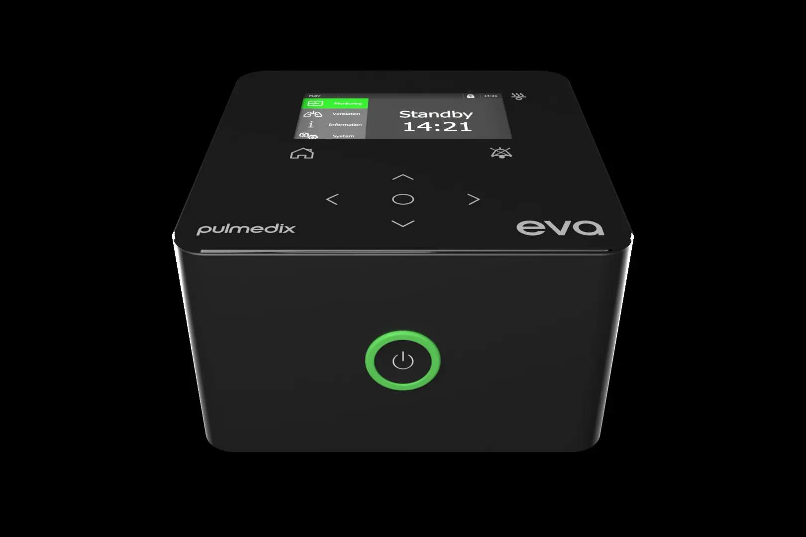 Beatmungsgerät eva von vorne, Display im Standby